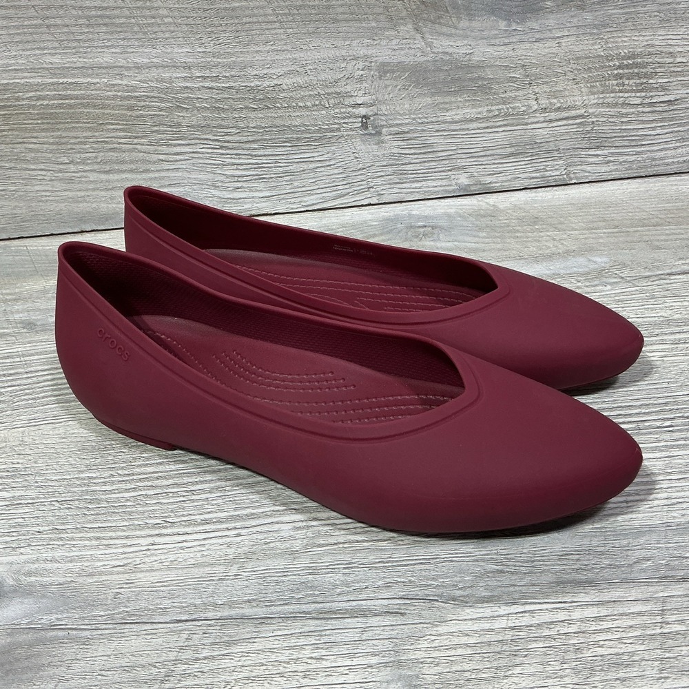 Crocs Brooklyn Womens Ballet Flat Shoes US 9 Comfort Cassis Slip On Pointed Toe